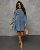 Remington Denim-Strickkleid